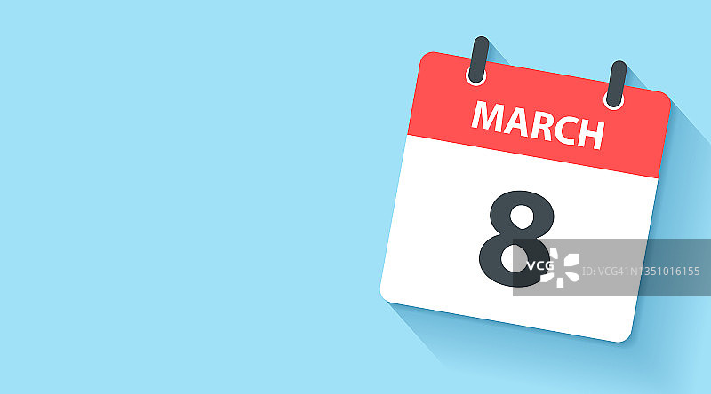 3月8日-每日日历图标在平面设计风格图片素材