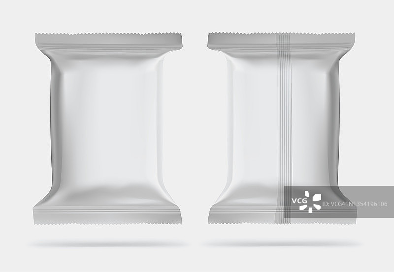 显示结果为透明包装零食，薯片，糖，香料，或其他食品的模拟塑料包装。图片素材