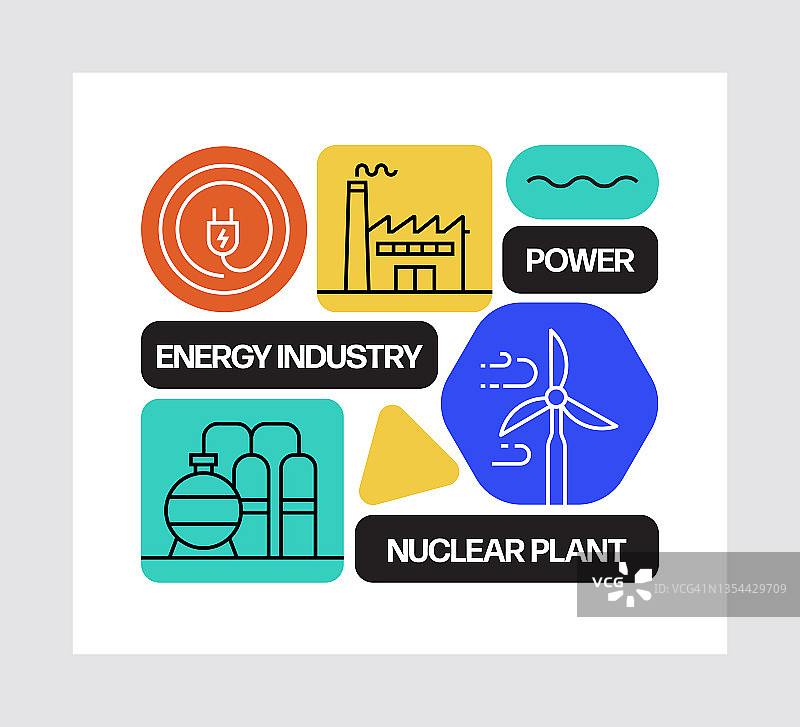 重工业和电力工业概念，线条风格矢量插图图片素材