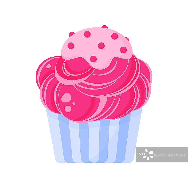 有粉色奶油和糕点装饰的纸杯蛋糕或松饼。图片素材