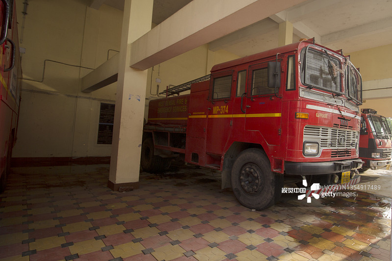 加尔各答附近索纳普尔的消防站。图片素材