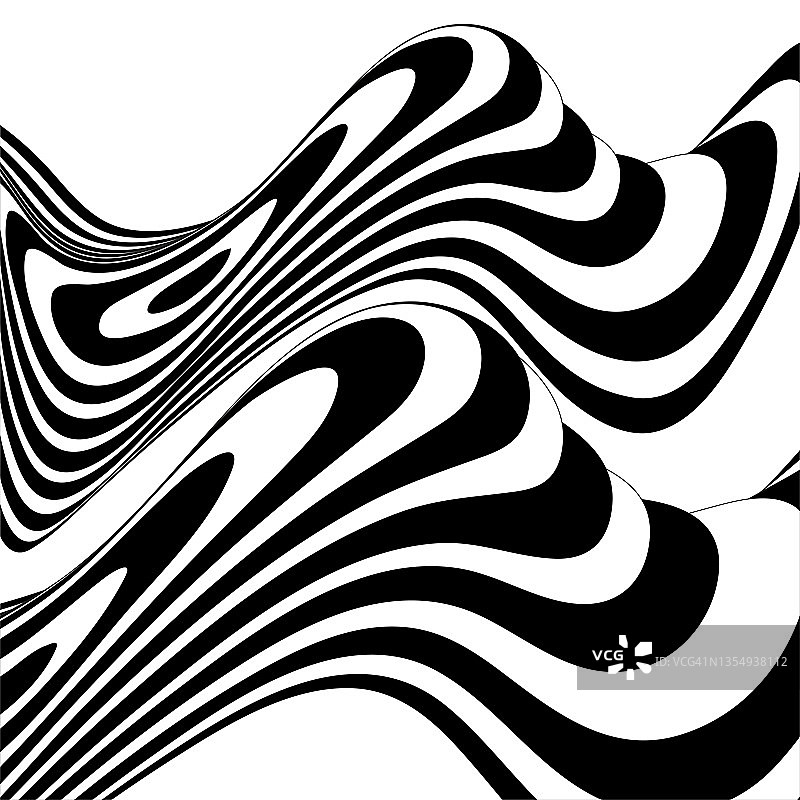 黑白波浪线图案背景。条纹重复纹理图片素材