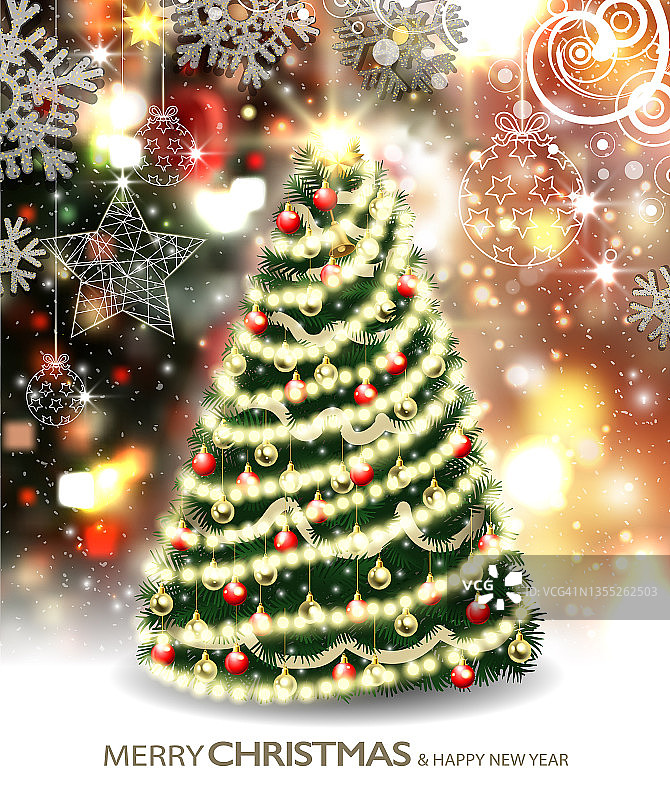 圣诞树闪闪发光图片素材