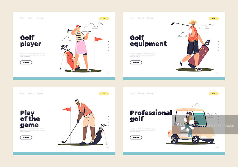专业高尔夫及装备概念登陆页面，集高尔夫球手打球于一身图片素材