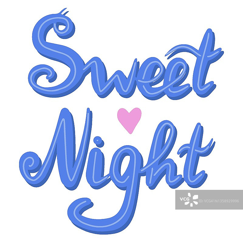 手绘彩色书法字，祝晚安，祝好梦。矢量字体设计海报。可用于枕头，床上用品，织物，贴纸，玩具。可爱的卡片，海报，横幅设计。图片素材