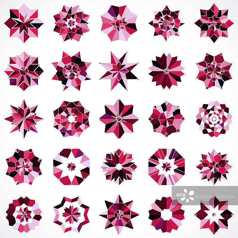 矢量抽象紫罗兰马赛克纹理花卉图案曼荼罗图标集合集合图片素材