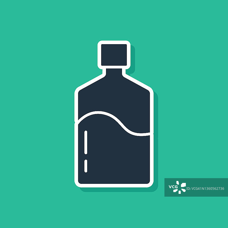 蓝色大瓶子与清洁的水图标孤立在绿色背景。塑料容器用于冷却器。向量图片素材