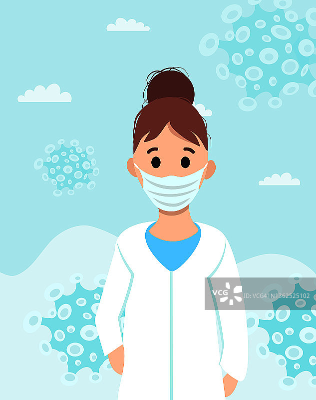 医学矢量插图女医生制服病毒卡通在平面风格概念旗帜医学模板图片素材