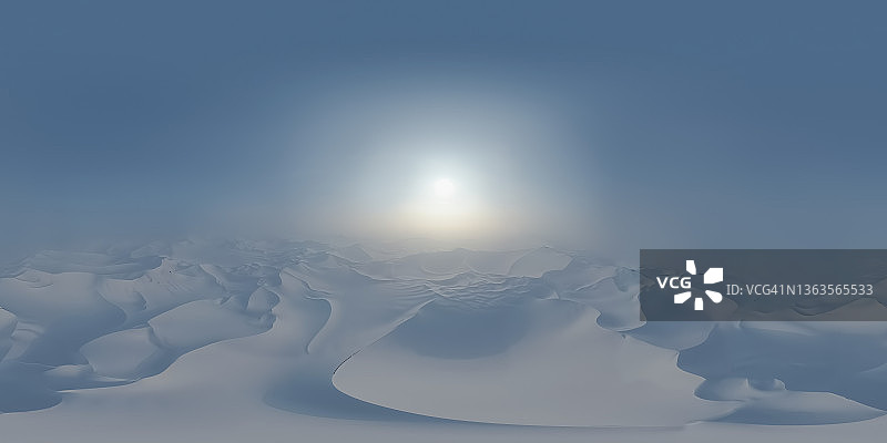 冰雪覆盖的沙漠风景全景图片素材