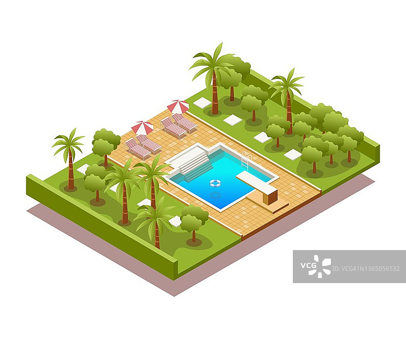 游泳池及花园图片素材