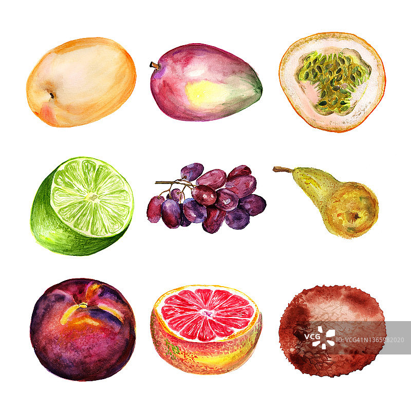 水彩水果集图片素材