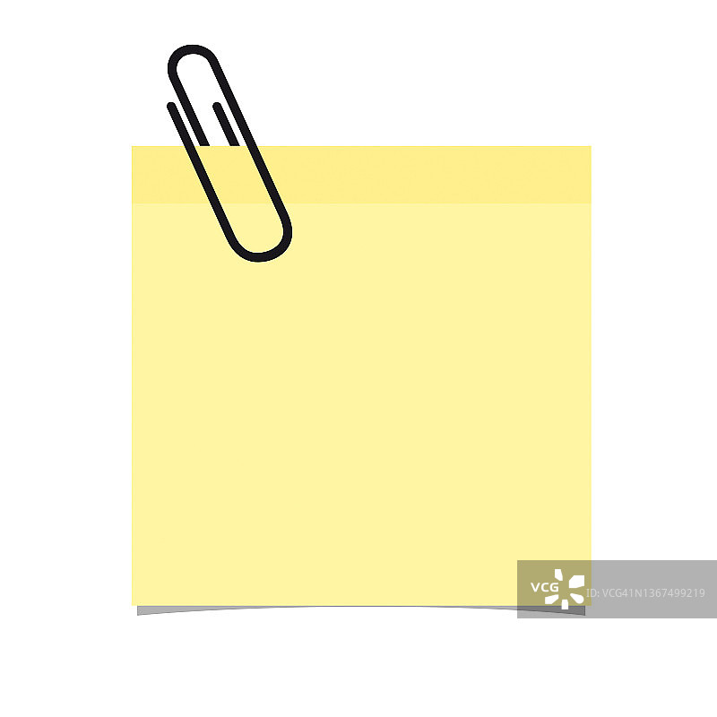 黄色棍子笔记与回形针在白色背景-矢量插图图片素材