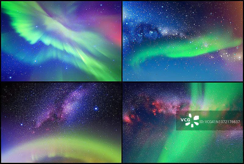 北极光和银河图片素材
