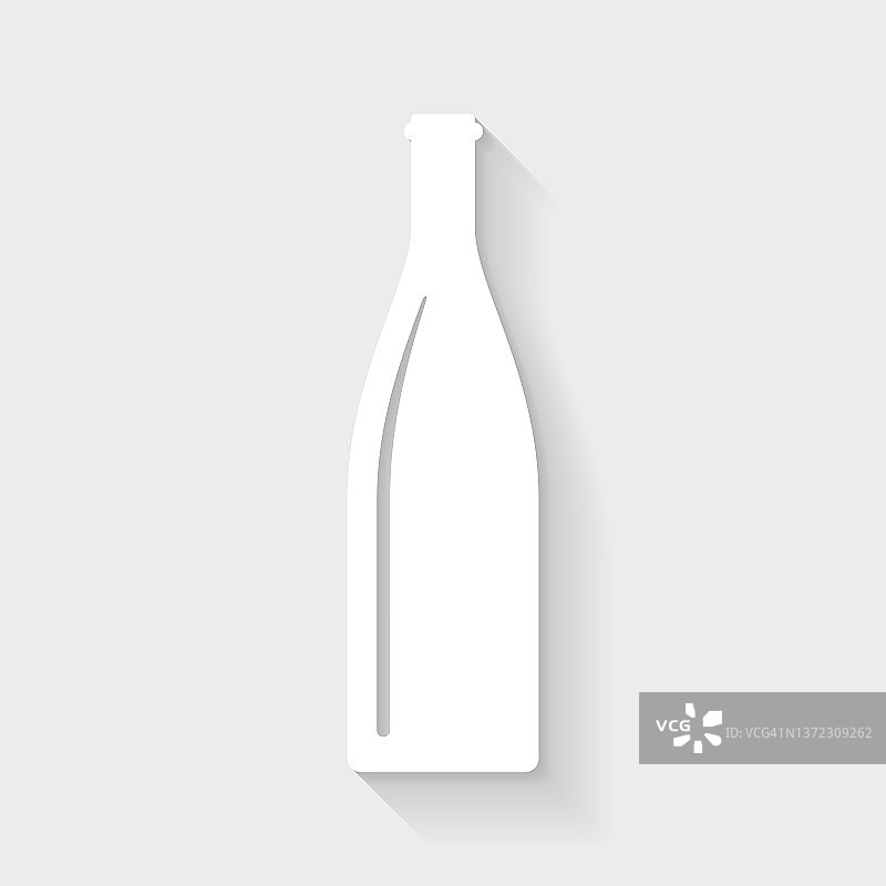 瓶子。图标与空白背景上的长阴影-平面设计图片素材