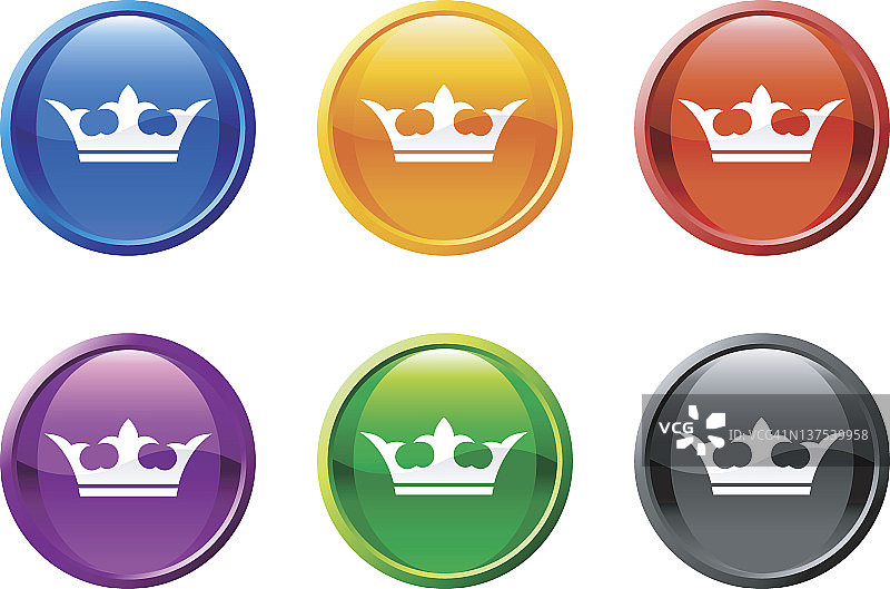 皇冠皇室免费矢量艺术按钮6种颜色图片素材