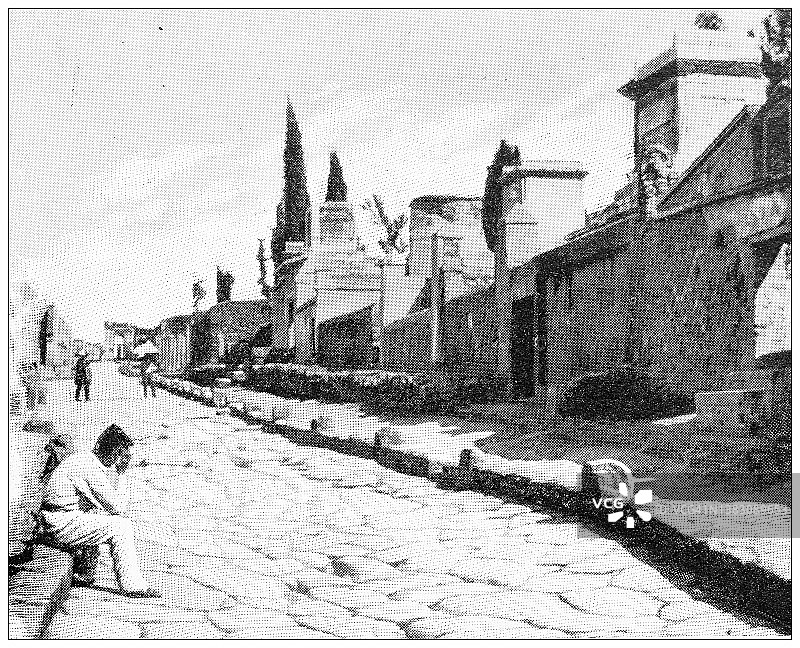 古老的那不勒斯和坎帕尼亚的旅行照片:庞贝，坟墓的街道图片素材