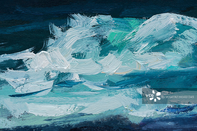 海油画。抽象的绿松石海景。图片素材