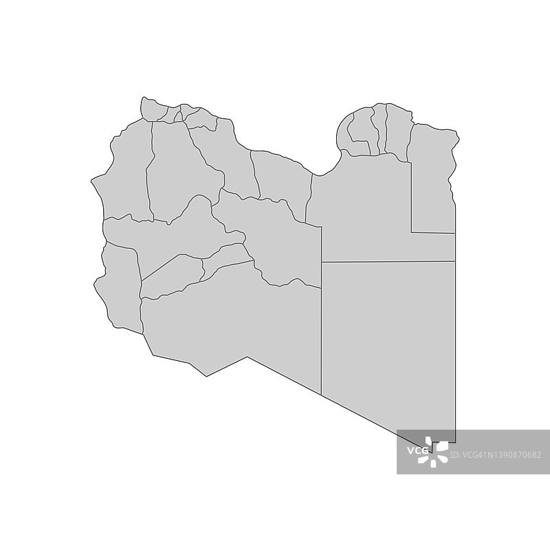 概述利比亚的政治地图。高度详细的矢量插图。图片素材