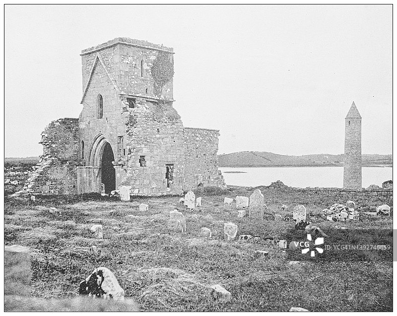 爱尔兰的古董照片:德文岛，厄恩湖，弗马纳郡图片素材