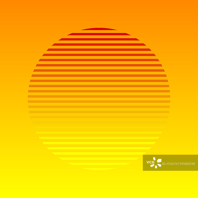 风格化的日落，由不同形状组成的条纹图片素材