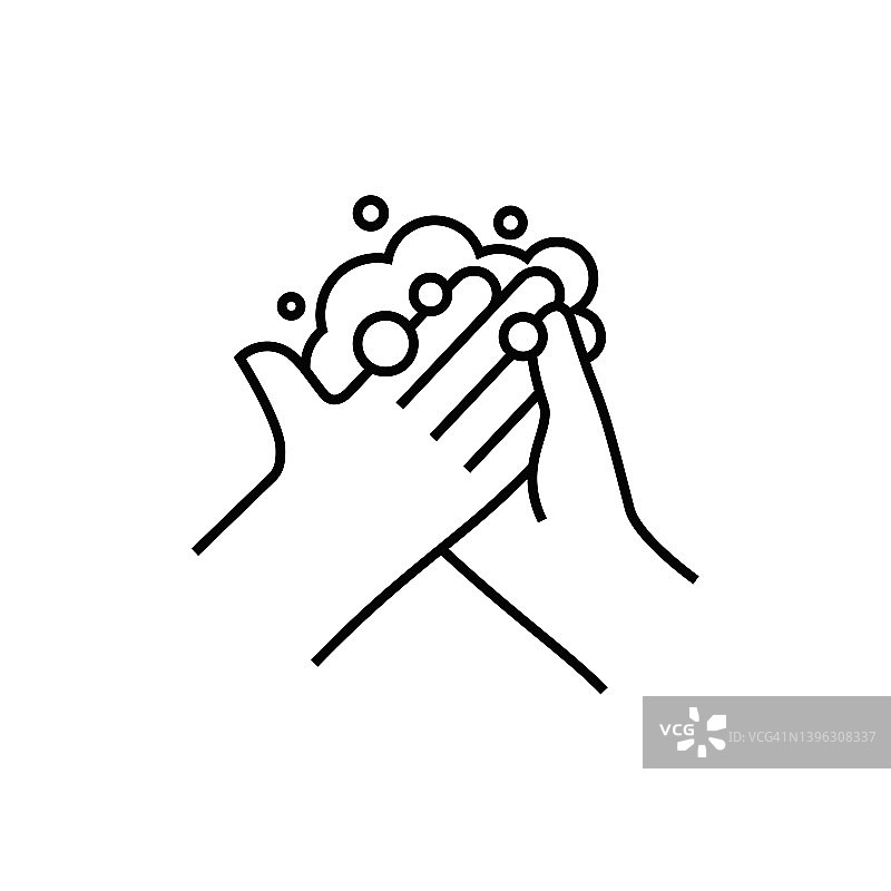 “清洁双手”线条图标图片素材