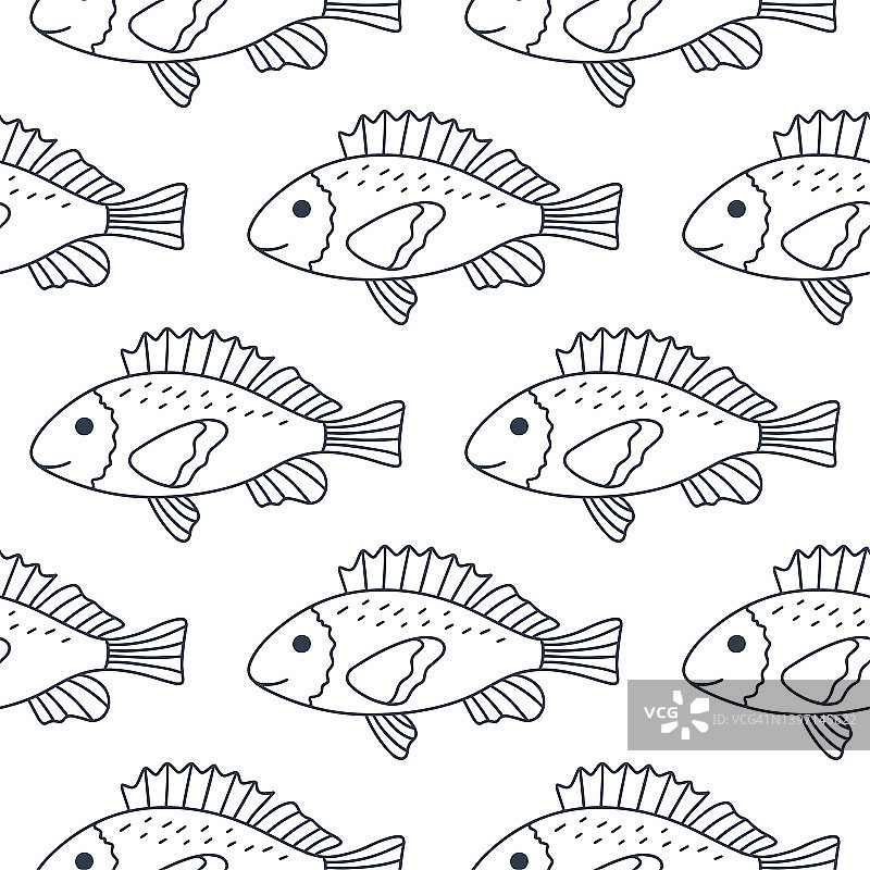 鱼家族无缝模式矢量插图图片素材