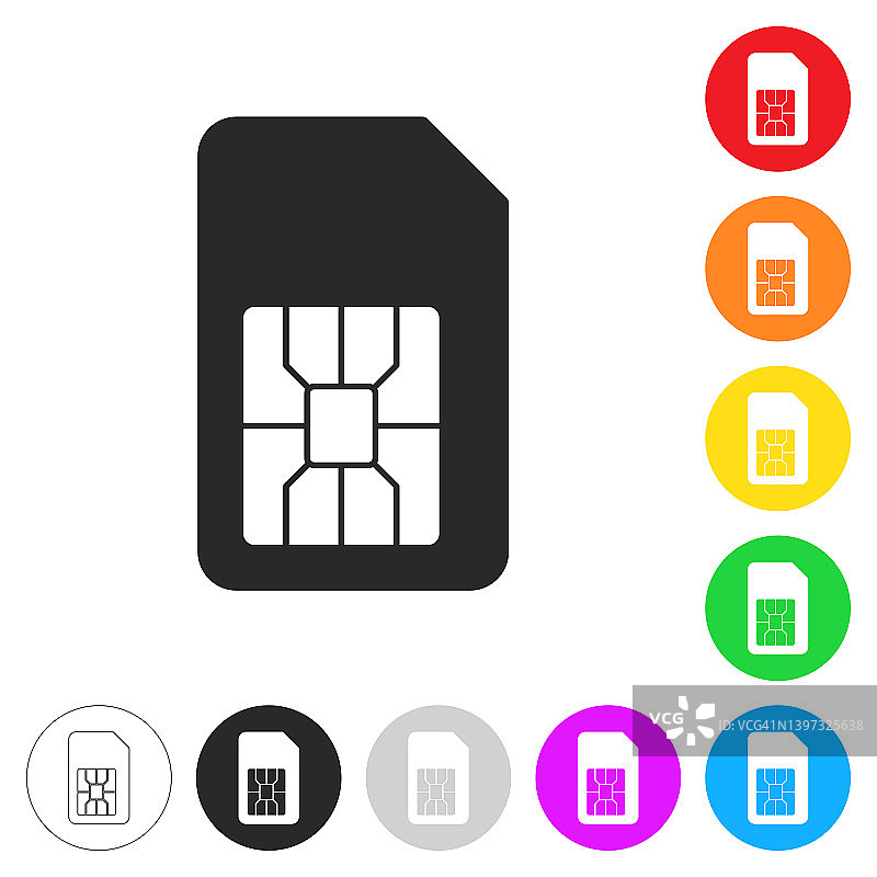 SIM卡。彩色按钮上的图标图片素材