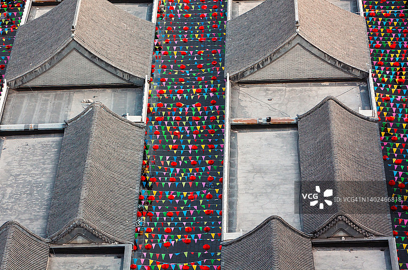 从高处看中国建筑的屋顶图片素材