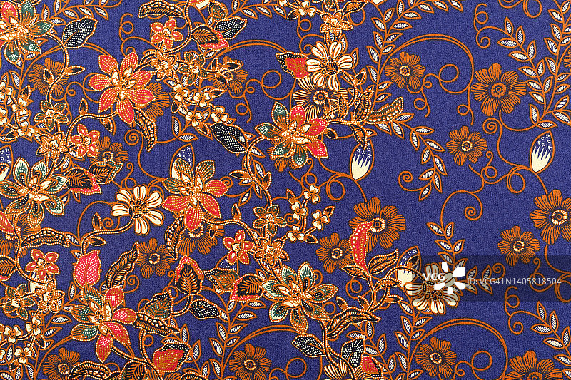 全框泰国丝绸传统图案纺织品和纹理背景。图片素材