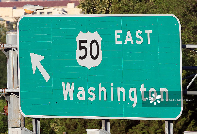 50号公路东标志-美国华盛顿特区。图片素材