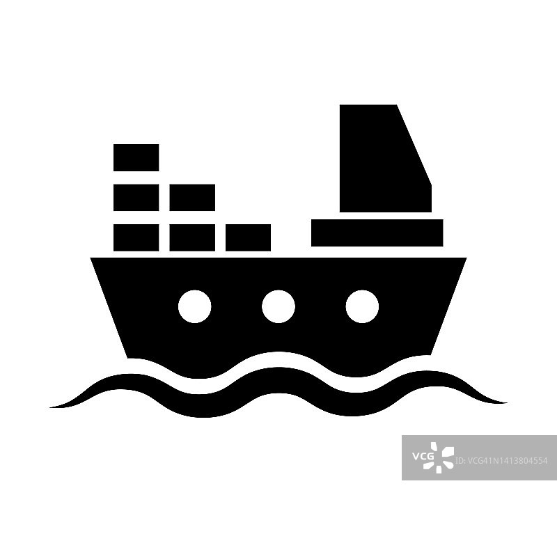 海洋运输剪影图标。航运业。向量。图片素材