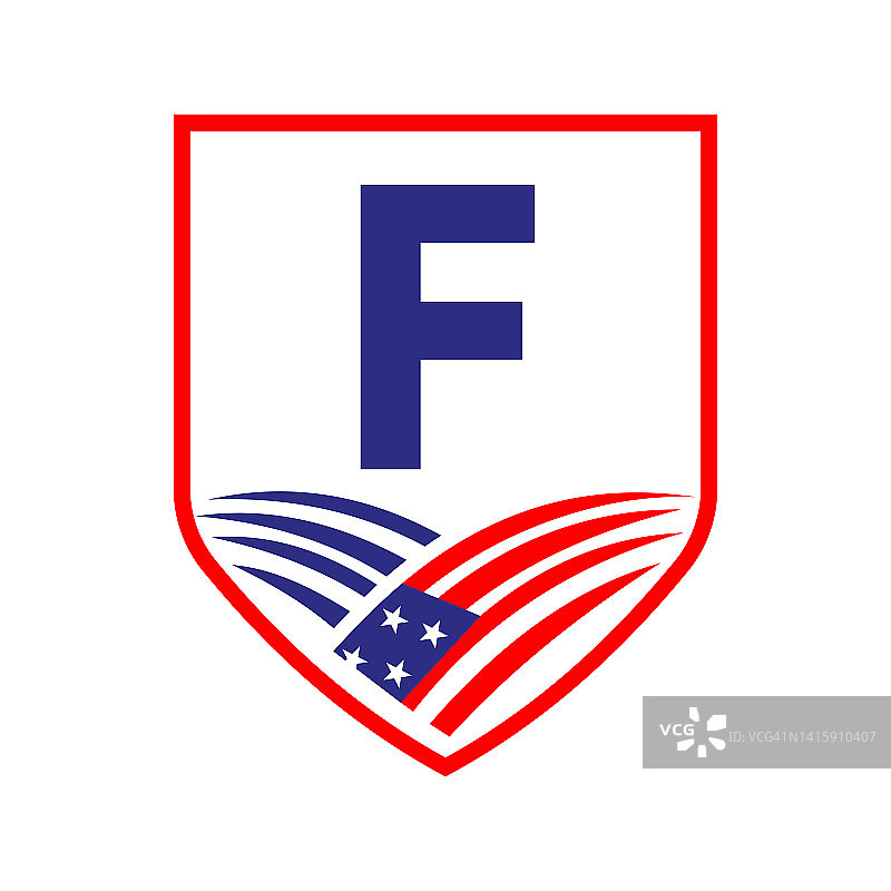 字母F美国农业标志模板。美国农业标志字母F概念图片素材