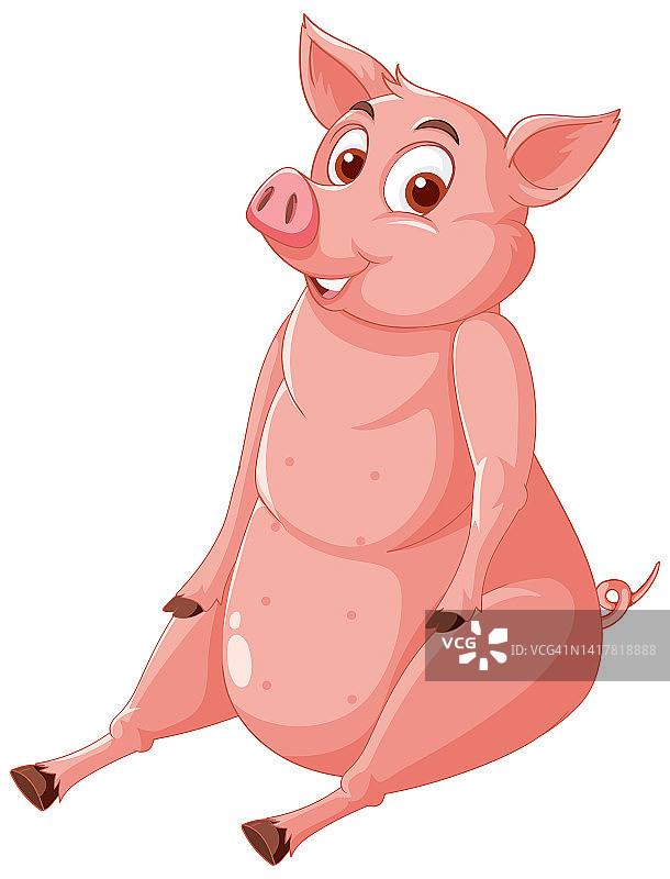 一个坐着猪的卡通人物图片素材
