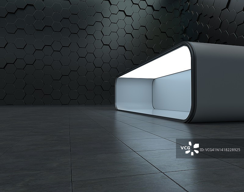 未来的空房间，3D渲染图片素材
