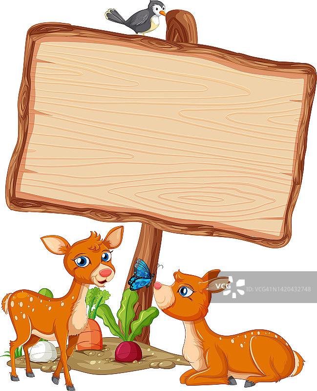 鹿用木牌做横幅图片素材