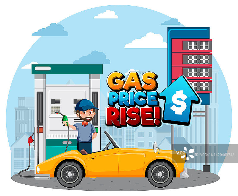 加油站有汽油涨价字标志图片素材
