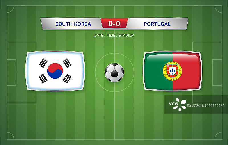 韩国vs葡萄牙记分牌广播体育足球比赛模板图片素材