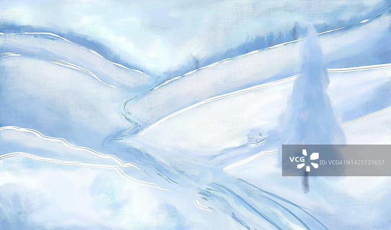 冬季的山地景观，温和的雪峰图片素材