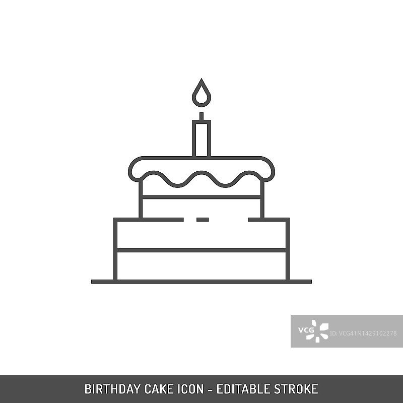生日蛋糕可编辑的笔画图标。图片素材