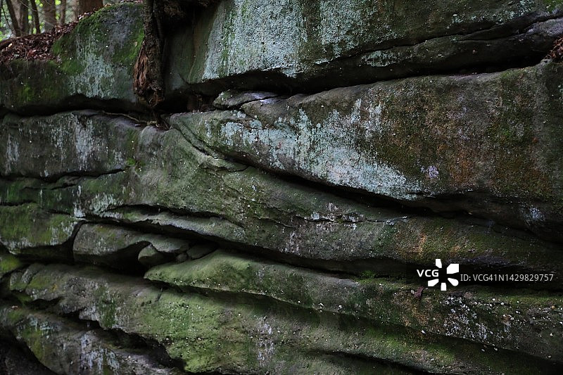 苔藓覆盖的岩层图片素材