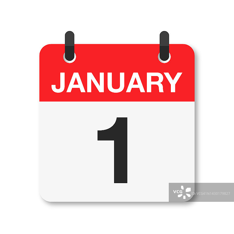 1月1日-每日日历图标-白色背景图片素材
