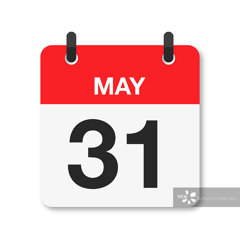 5月31日-日历图标-白色背景图片素材