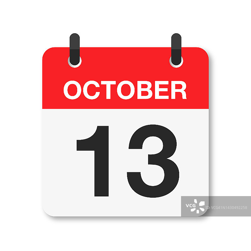 10月13日-每日日历图标-白色背景图片素材