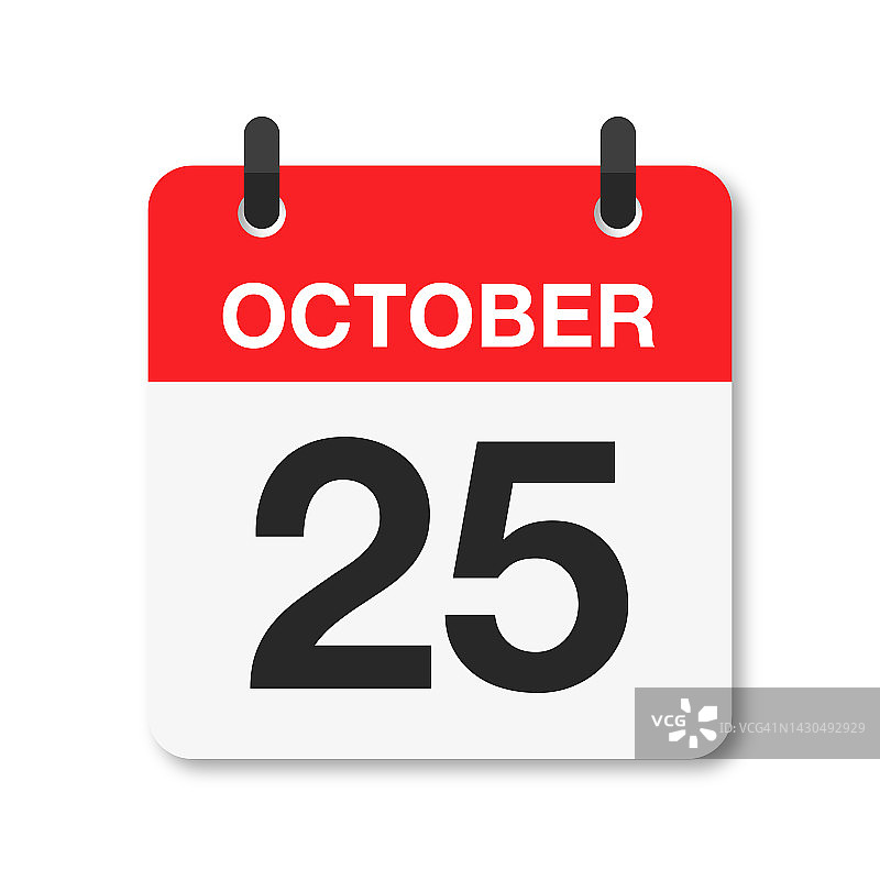 10月25日-每日日历图标-白色背景图片素材