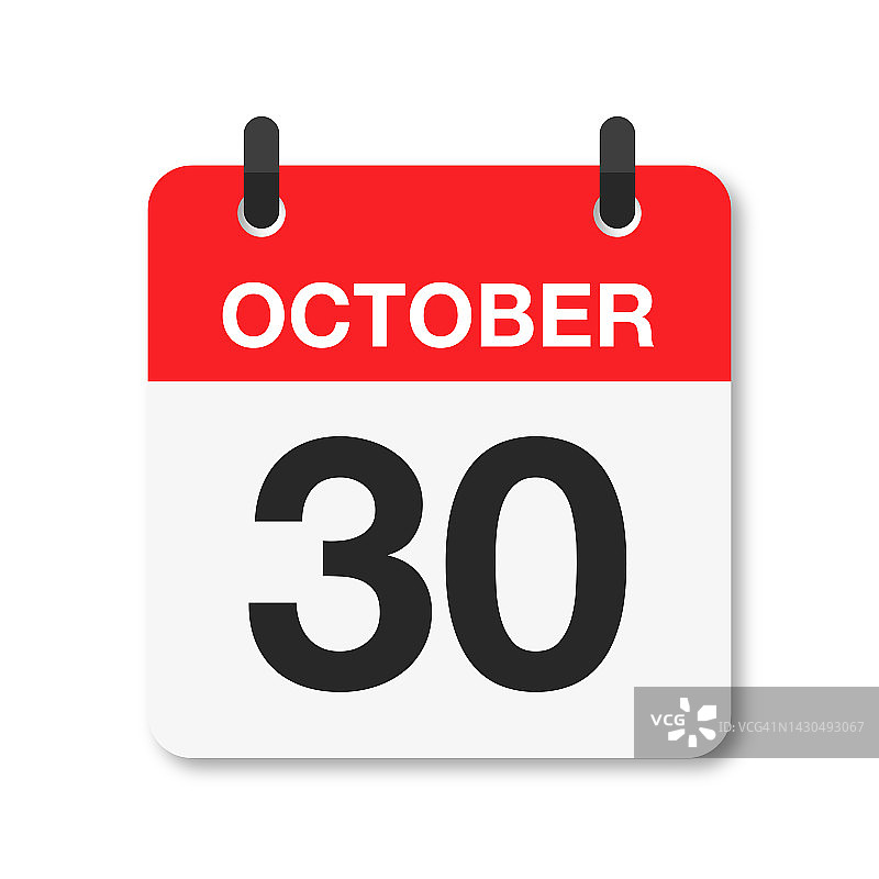 10月30日-每日日历图标-白色背景图片素材