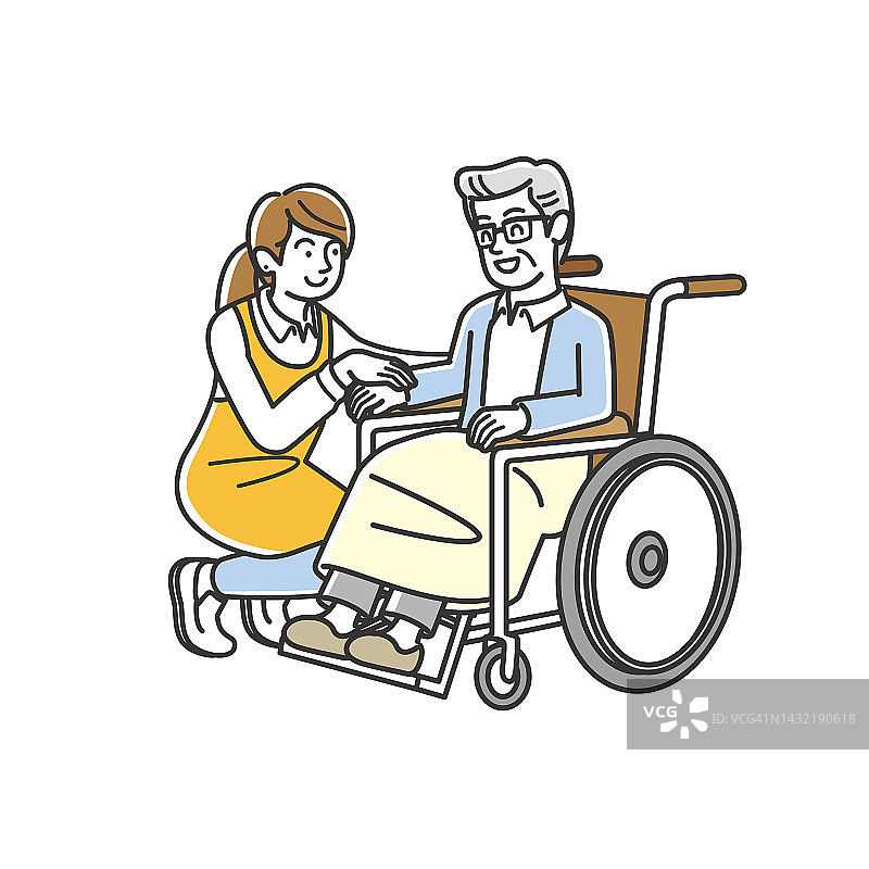 轮椅上的老人和护理人员图片素材