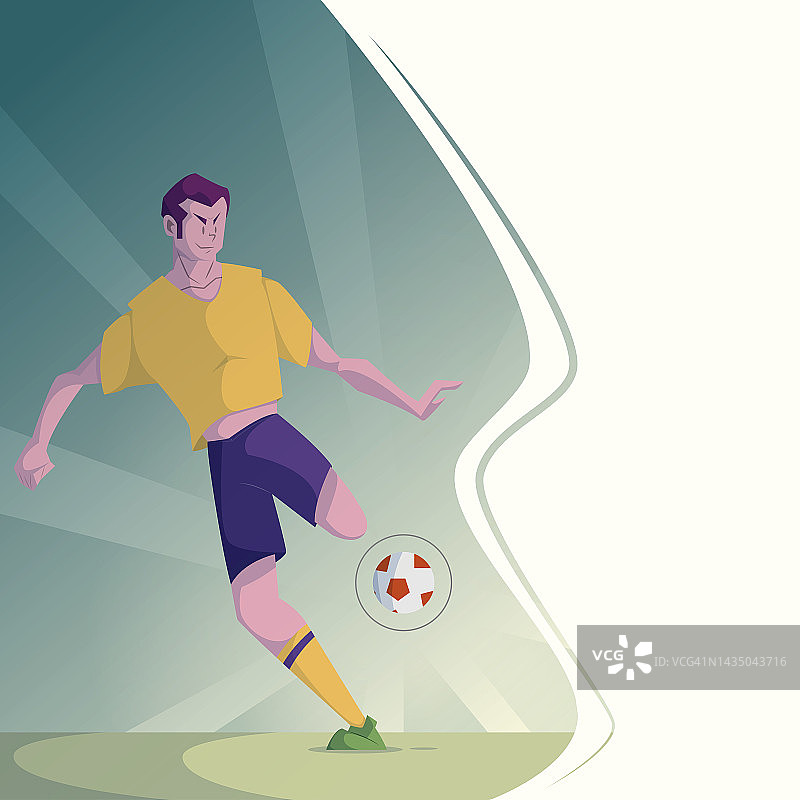男子踢足球的插图图片素材
