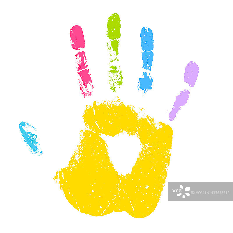 彩色孩子的手印矢量图标图片素材