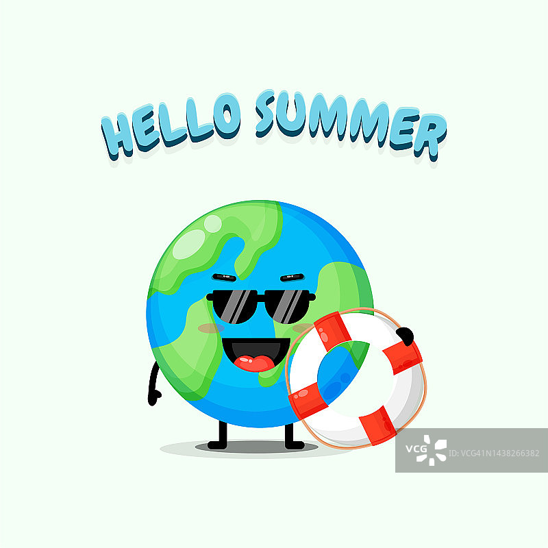 可爱的地球吉祥物带着夏日的问候图片素材