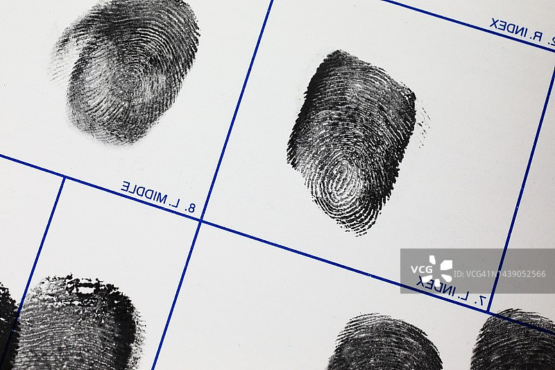 罪犯识别指纹卡图片素材